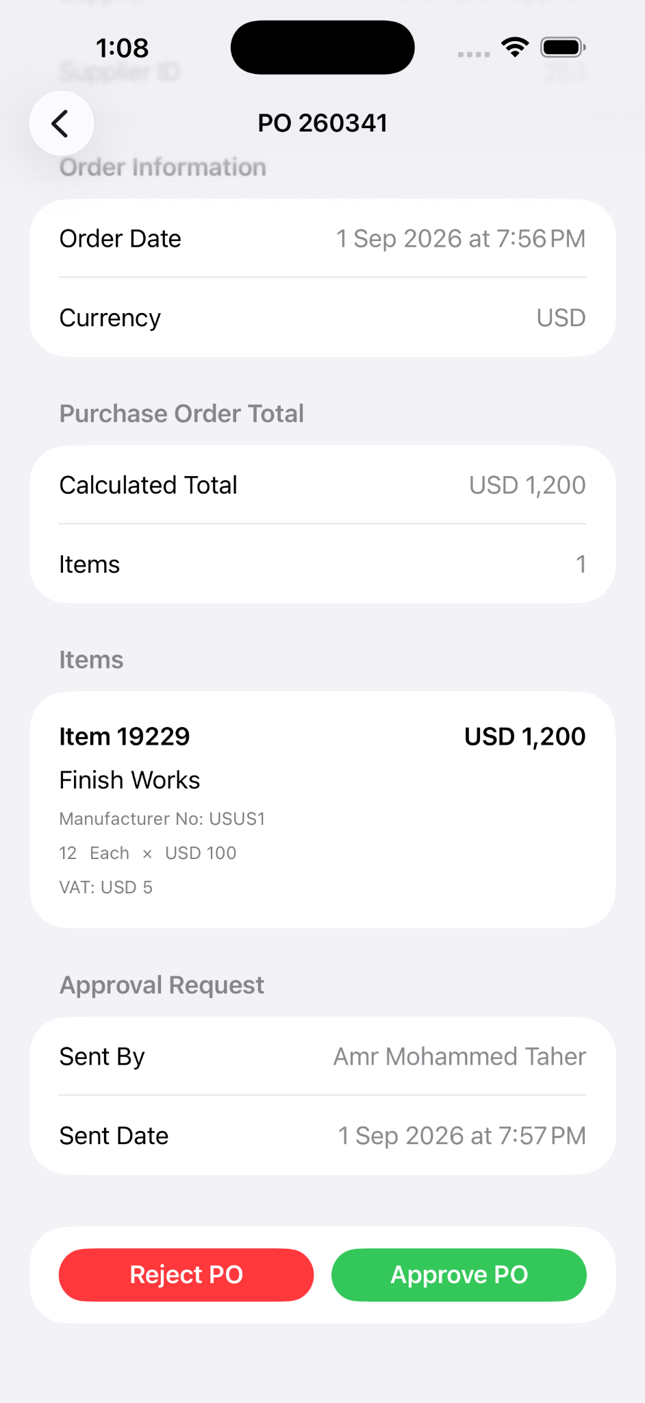 TTFocus purchase order approval